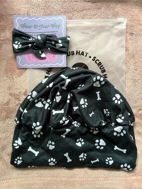 Hello Headband Scrub Hat with Scrunchie
